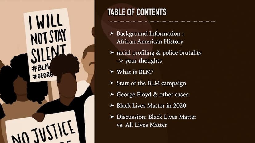 black
children
matter.
black
lives
matter.
black
futures
matter.
BLACK LIVES MATTER I WILL
NOT STAY
SILENT
#BLM
#GEORG
NO JUSTICE
TABLE OF C