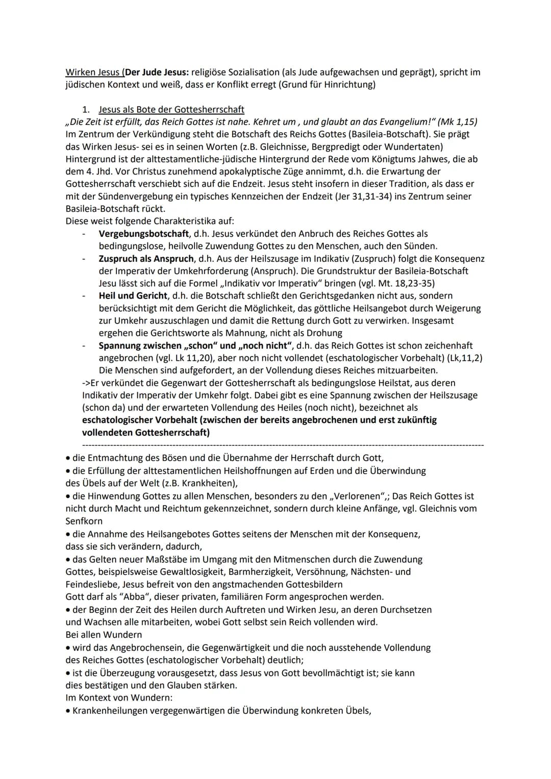 ABI-ZUSAMMENFASSUNG
I. Christologie
Historischer Jesus vs. Christus des Glaubens
->kontroverse Person (konfliktreiches Auftreten, Auferstehu