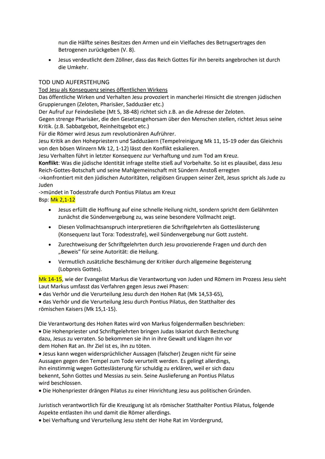 ABI-ZUSAMMENFASSUNG
I. Christologie
Historischer Jesus vs. Christus des Glaubens
->kontroverse Person (konfliktreiches Auftreten, Auferstehu