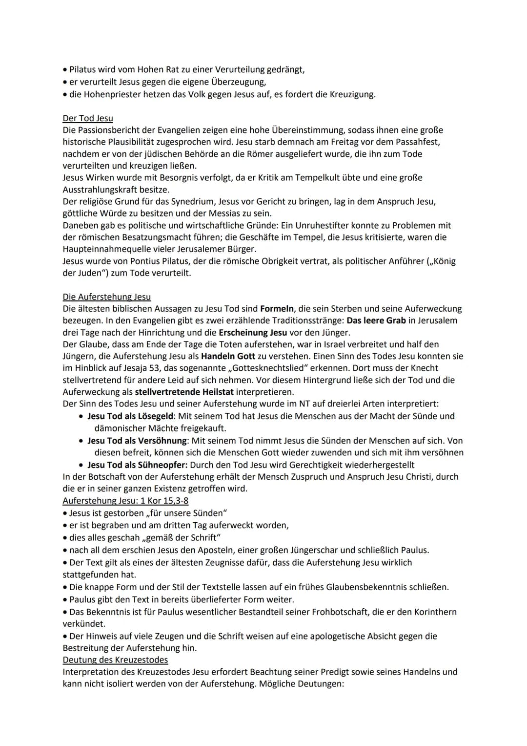 ABI-ZUSAMMENFASSUNG
I. Christologie
Historischer Jesus vs. Christus des Glaubens
->kontroverse Person (konfliktreiches Auftreten, Auferstehu
