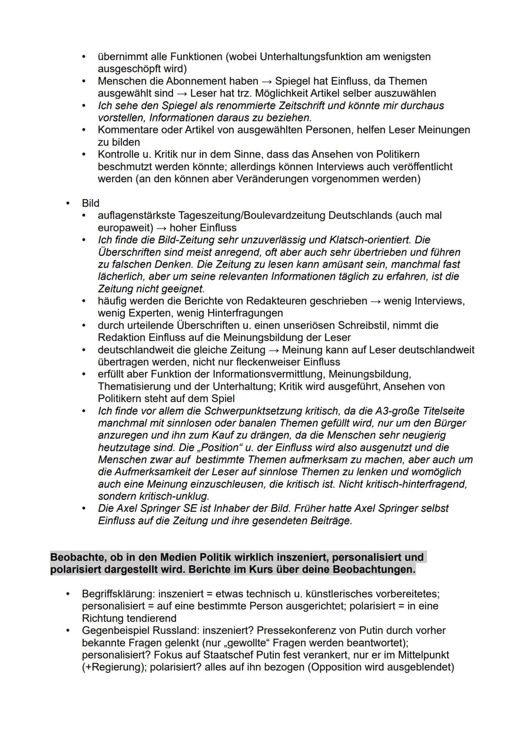 Politik und Medien
Warum werden die Medien auch als „vierte Gewalt" bezeichnet?
vierte, virtuelle Säule (neben Legislative, Judikative und E