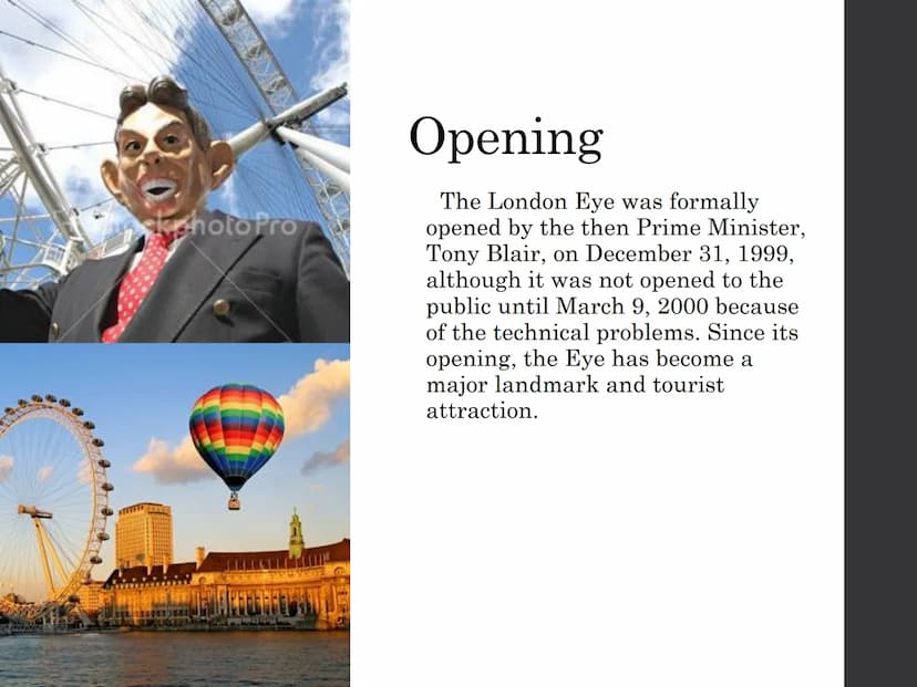 TRAININ
ONDON EYE The London Eye is a giant Ferris
wheel situated on the banks of the River
Thames in London, England. The entire
structure 