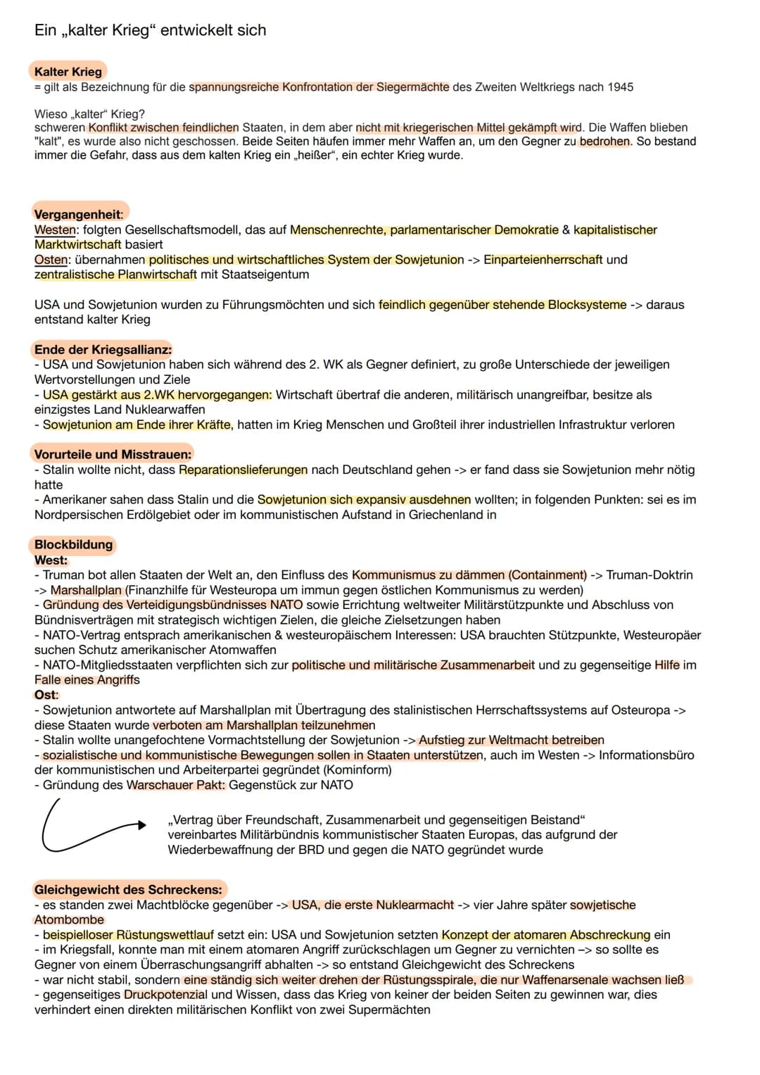 Ein ,,kalter Krieg" entwickelt sich
Kalter Krieg
= gilt als Bezeichnung für die spannungsreiche Konfrontation der Siegermächte des Zweiten W