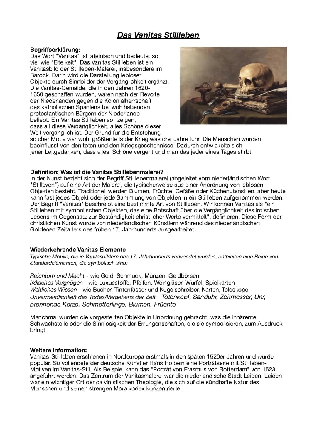 Vanitas-Stillleben von Pieter Claesz und Barock-Symbole