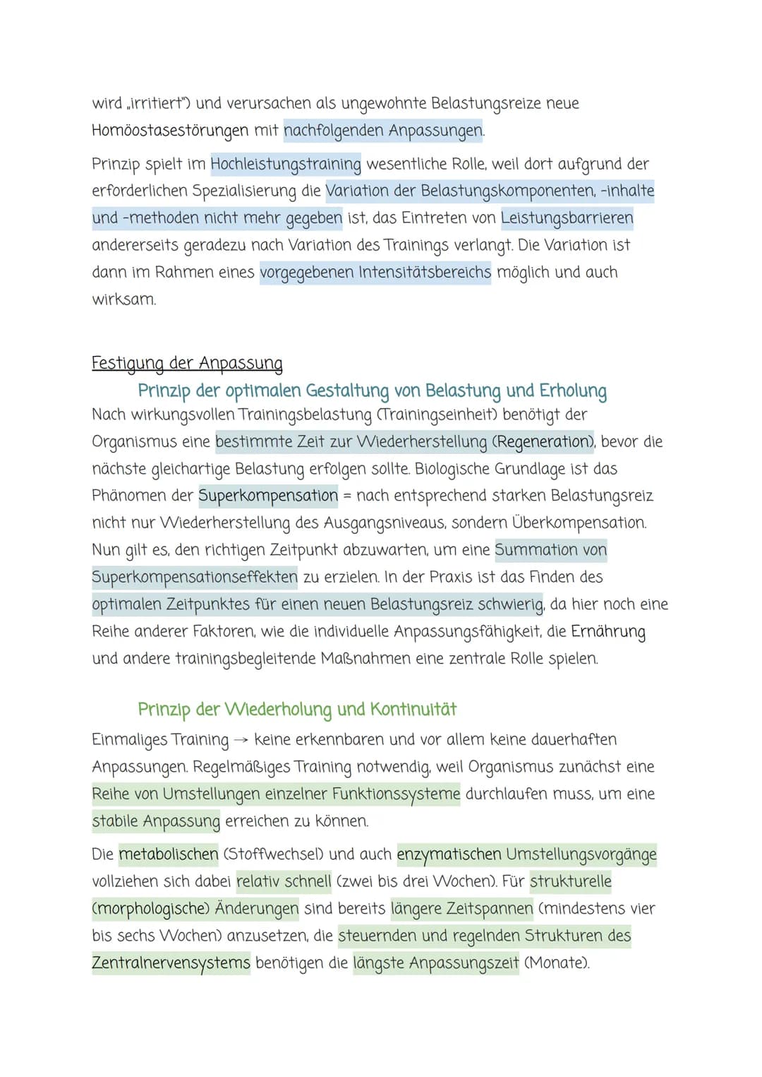 allgemeine Gesetzmäßigkeiten des Trainings
1. Qualitätsgesetz: spezifische Reize =spezifische Anpassungsreaktionen
2. Homöostase (Heterostas