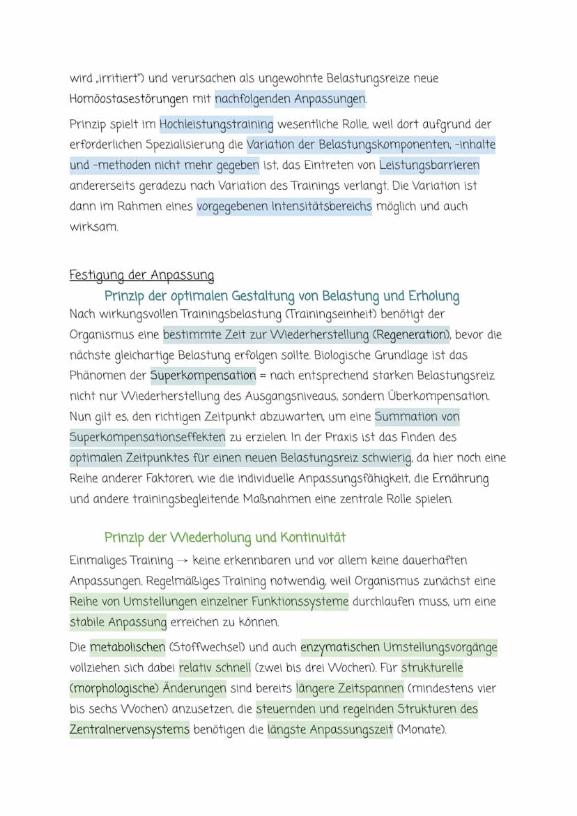 allgemeine Gesetzmäßigkeiten des Trainings
1. Qualitätsgesetz: spezifische Reize =spezifische Anpassungsreaktionen
2. Homöostase (Heterostas
