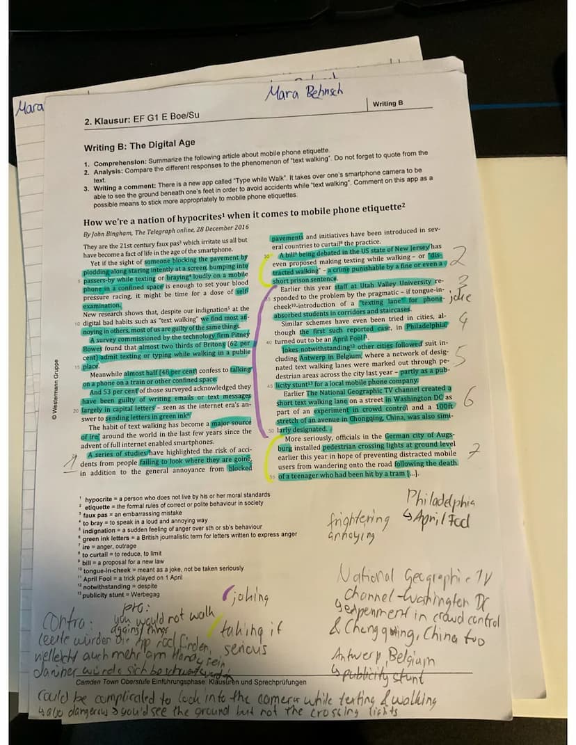 Mara Behnsch
$
D
Subordinate clause.
4 not a complete sentence
texting while walking is a big
issue with a high risk of acci-
dents and some