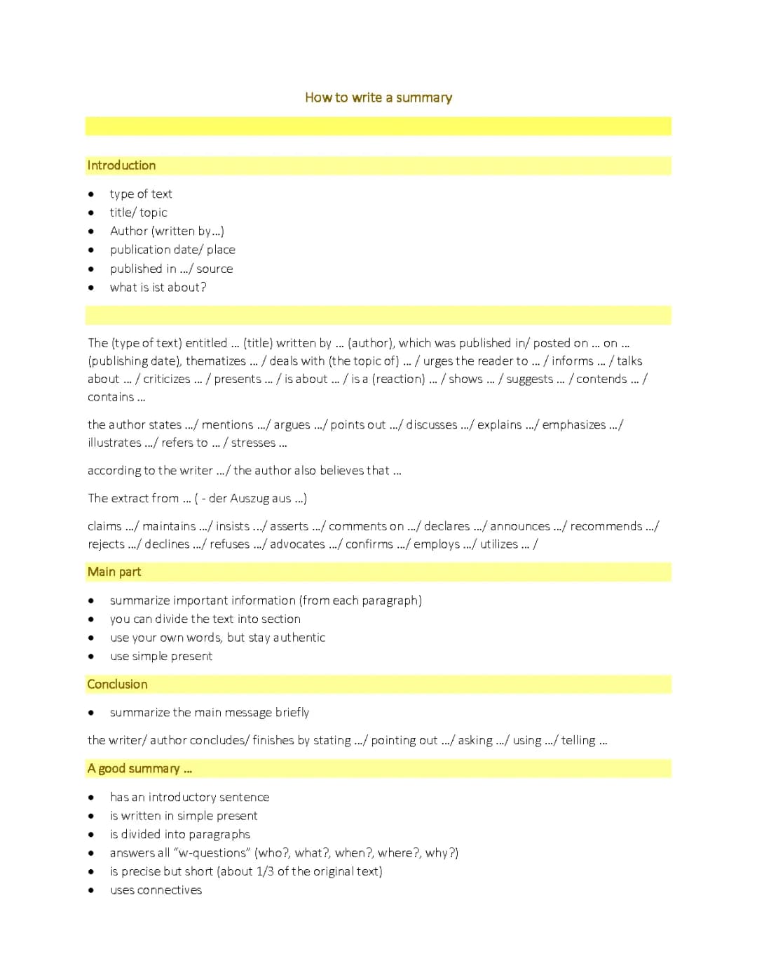 summary/ analysis/ comment