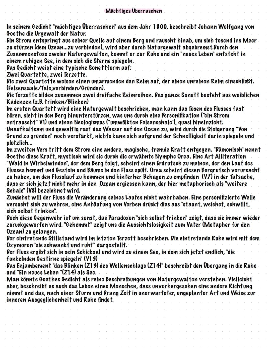 Mächtiges Überraschen
In seinem Gedicht "mächtiges Überraschen" aus dem Jahr 1800, beschreibt Johann Wolfgang von
Goethe die Urgewalt der Na