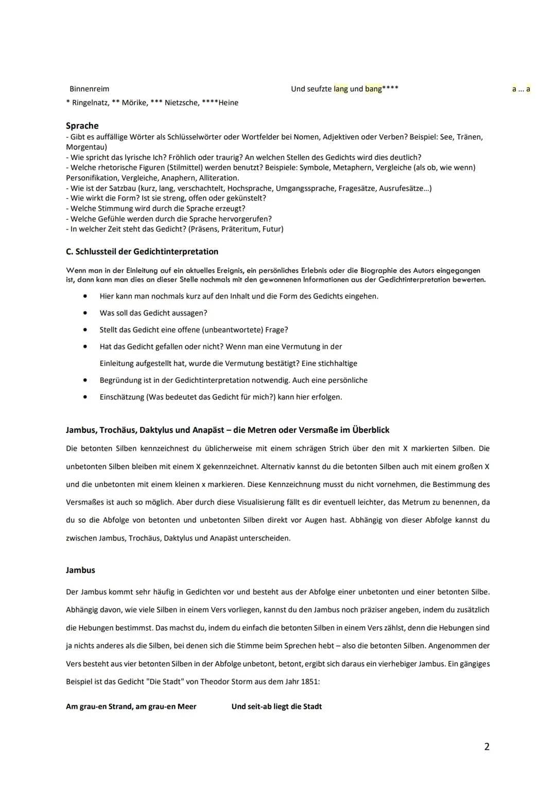 Gedichtinterpretation
A. Einleitung
In der Einleitung nennt man ...
O
Form
B. Hauptteil (Analyse und Deutung)
Im Hauptteil einer Gedichtinte