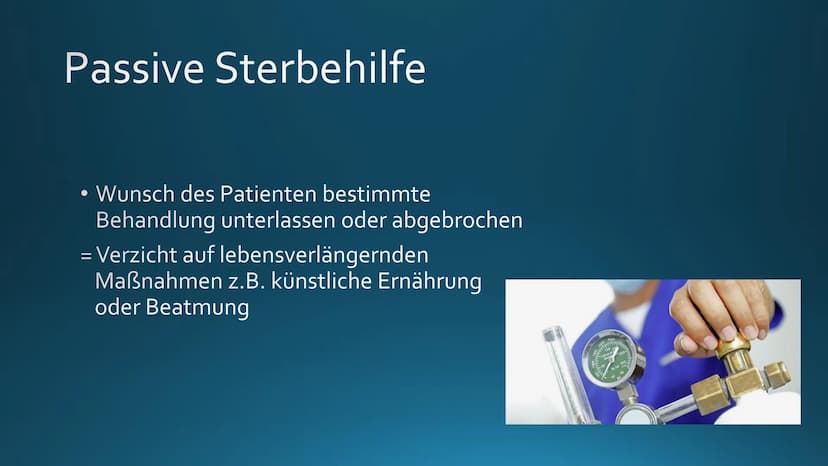 Einstieg
https://youtu.be/d8UG8jocZWQ +
Sterbehilfe oto
Unterschiedlichen
Positionen der
Sterbehilfe
Gesetzlichen
Bestimmungen
Beihilfe zum
