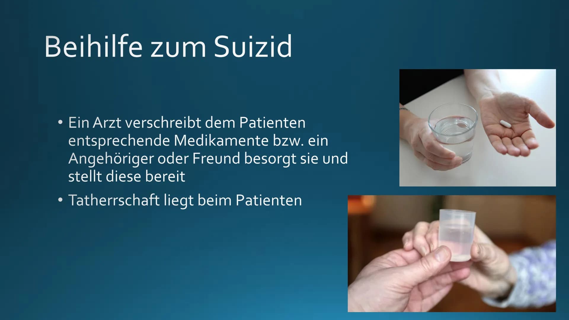 Einstieg
https://youtu.be/d8UG8jocZWQ +
Sterbehilfe oto
Unterschiedlichen
Positionen der
Sterbehilfe
Gesetzlichen
Bestimmungen
Beihilfe zum
