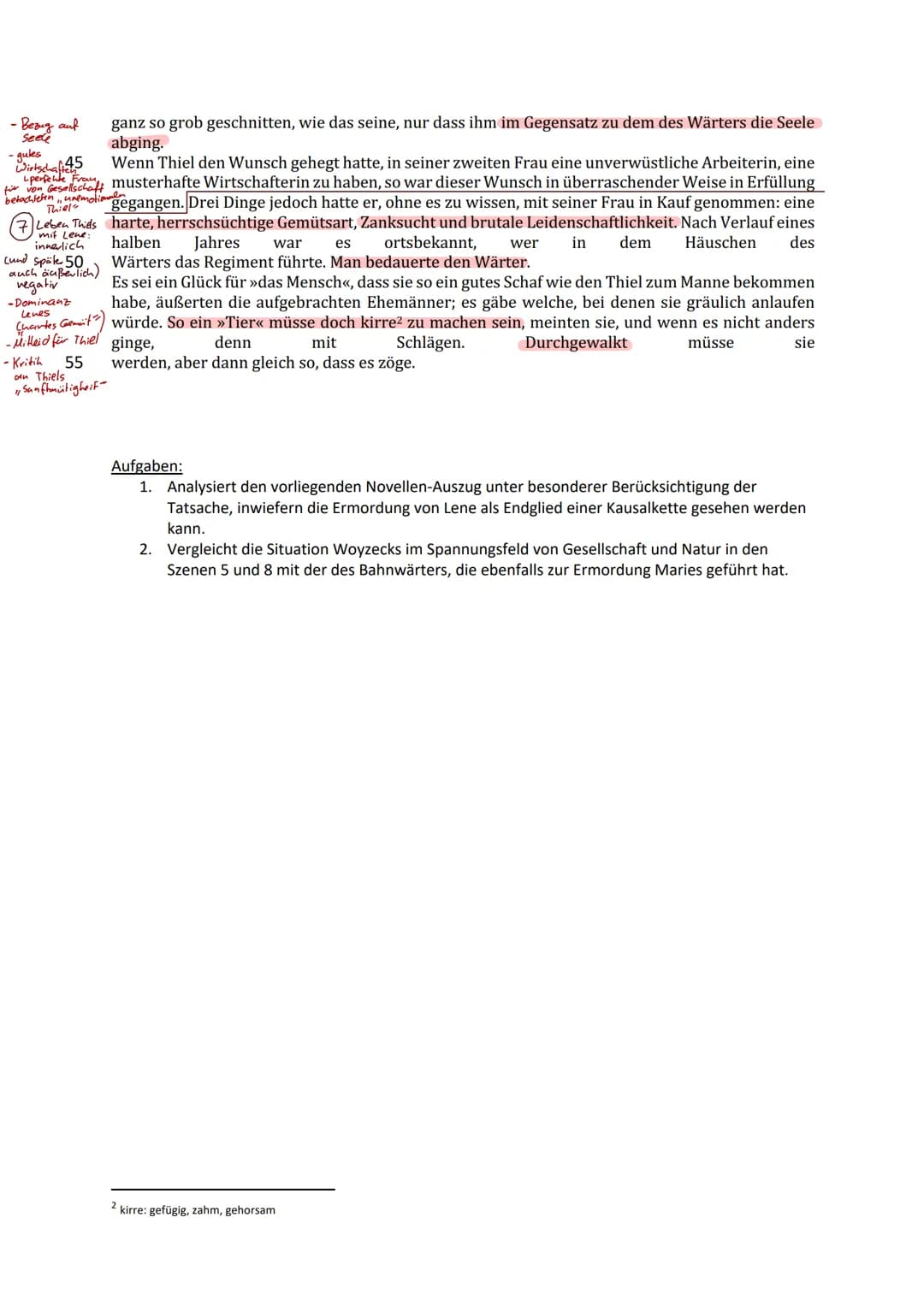 Bahnwärter Thiel vs. Woyzeck: Zusammenfassung, Klausur und wichtige Textstellen