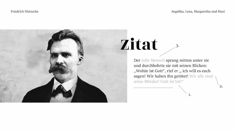 کی Friedrich Nietzsche
Angelika, Lena, Margaretha und Maxi
Friedrich
Wilhelm
Nietzsche Friedrich Nietzsche
Theorie
Bewertung
Gegenkritik
Kur