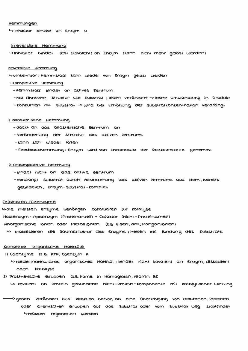 Enzymatik
Enzyme
- sind Proteine (bestehen aus Aminosäuren)
- fungieren als katalysatoren -> verringern die, bei Reaktionen nötige, Aktivier