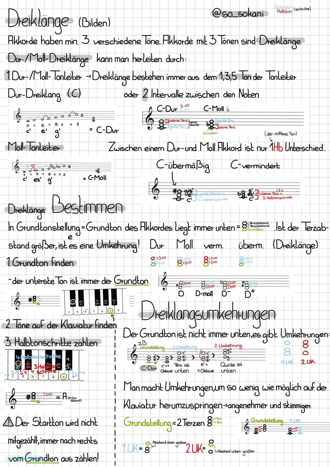 Dreiklänge : Bildung, Bestimmung und Umkehrung