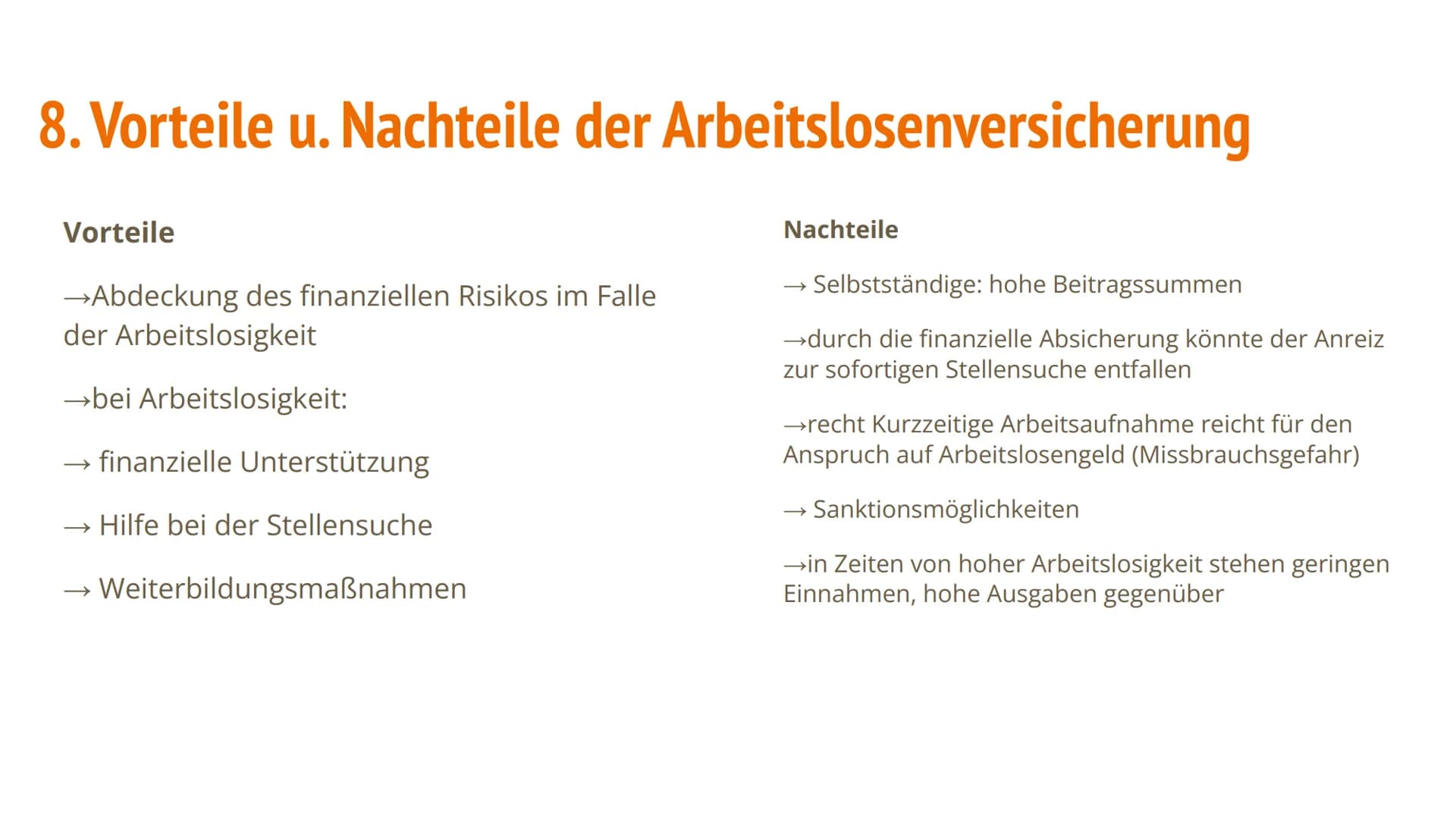 Die Arbeitslosenversicherung
Die Sozialversicherungen Inhaltsverzeichnis
1. Hintergründe
2. Historische Entwicklung
3.
Entwicklung des
Beitr