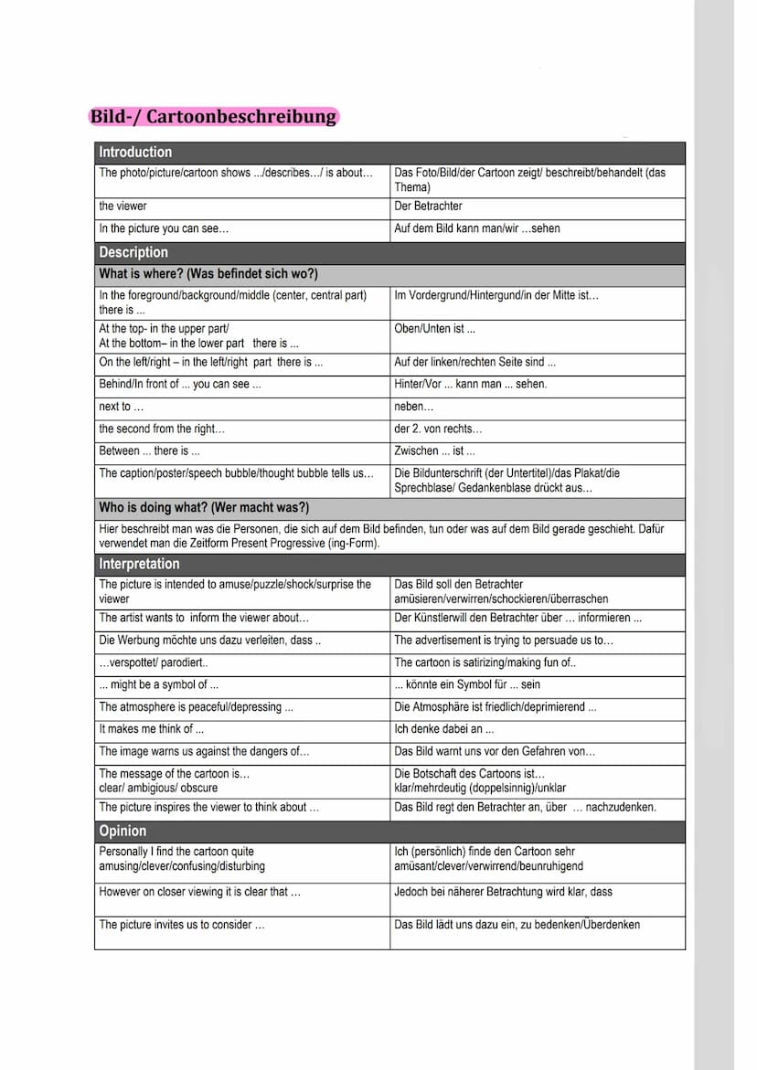 USEFUL PHRASES
Kommentar / Diskussion
Introduction
The author/speaker/...
believes / states/suggests / claims that ...
holds the view / is o
