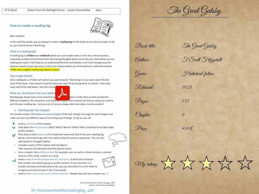 The Great
Gatsby
Celina Dahl
F.Scott Fitzgerald
G EF E (Nea)
How to create a reading log
Notes From the Midnight Driver - Jordan Sonnenblick