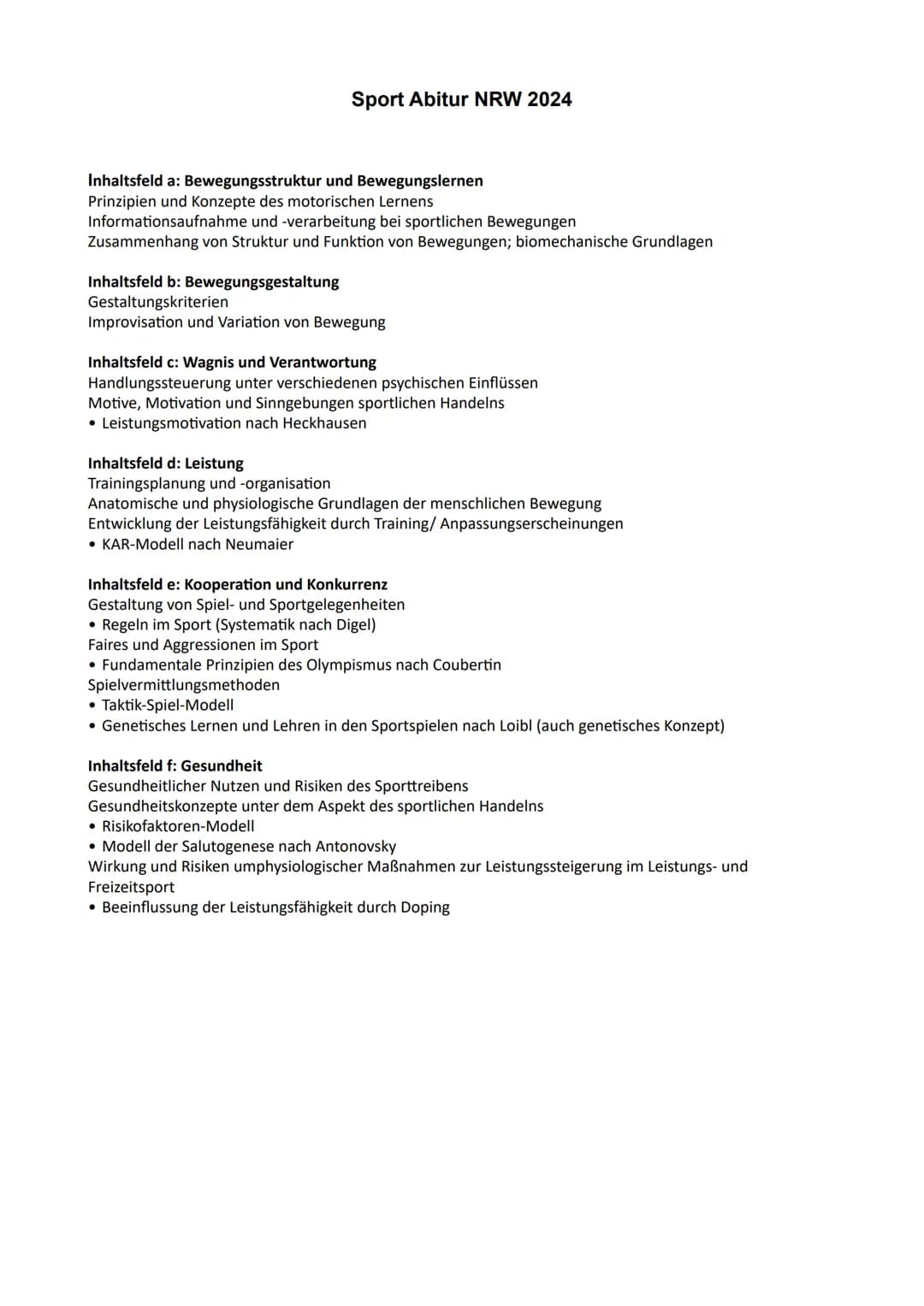 Sport Abitur NRW 2024
Inhaltsfeld a: Bewegungsstruktur und Bewegungslernen
Prinzipien und Konzepte des motorischen Lernens
Informationsaufna