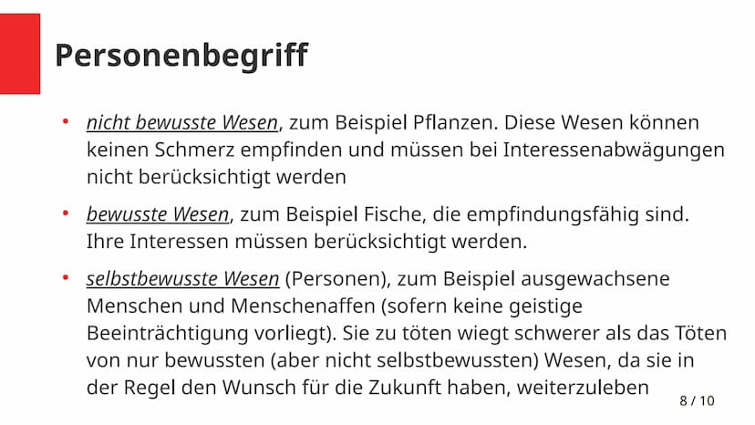 Der Utilitarismus unter Peter Singer
1/10 Inhaltsverzeichnis
1) Wer ist Peter Singer?
2) Praktische Ethik
3) Interessenbestimmung
4) Persone