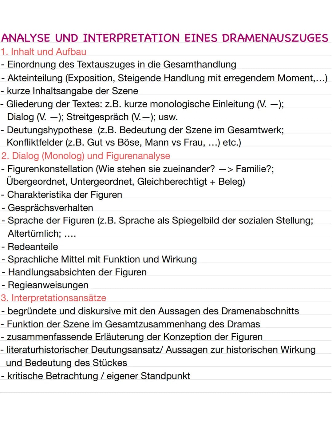 ANALYSE
1. Inhalt und Aufbau
- Einordnung des Textauszuges in die Gesamthandlung
- Akteinteilung (Exposition, Steigende Handlung mit erregen