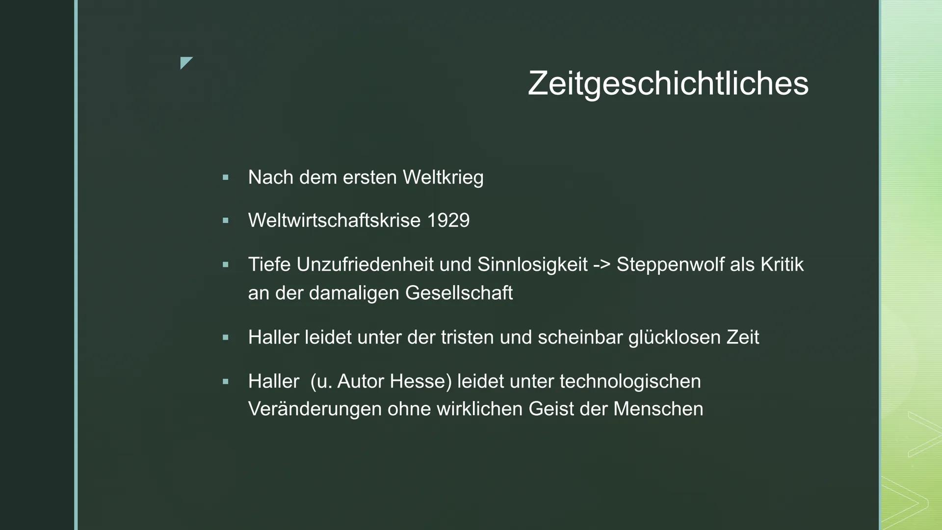 Inwiefern ist der Steppenwolf eine Biografie
von Hermann Hesse selbst ?
Der Steppenwolf Struktur der Lektüre
Beginn mit dem Vorwort des Hera