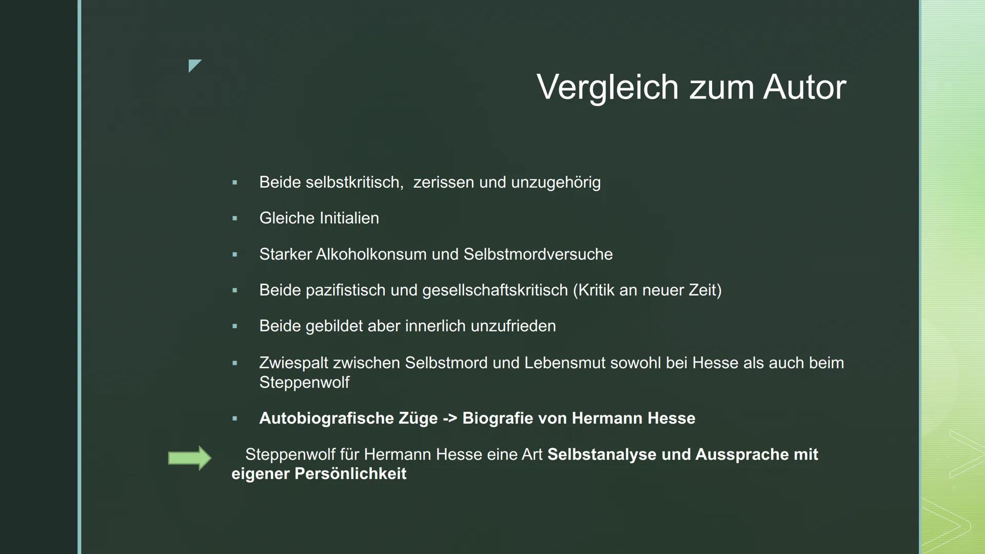 Inwiefern ist der Steppenwolf eine Biografie
von Hermann Hesse selbst ?
Der Steppenwolf Struktur der Lektüre
Beginn mit dem Vorwort des Hera