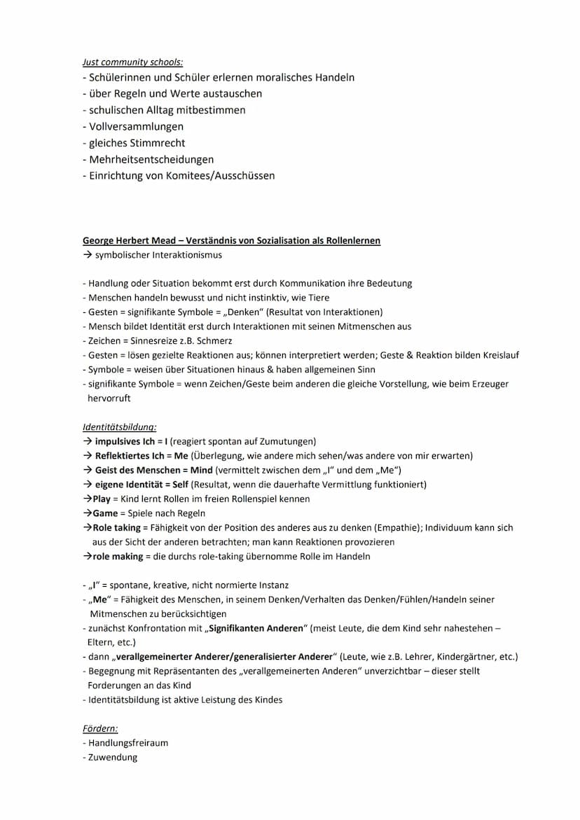 Lernzettel Pädagogik: Mead, Kohlberg
Lawrence Kohlberg - Stufenmodell zur moralischen Entwicklung
Experiment: konfrontiert Kinder & Jugendli
