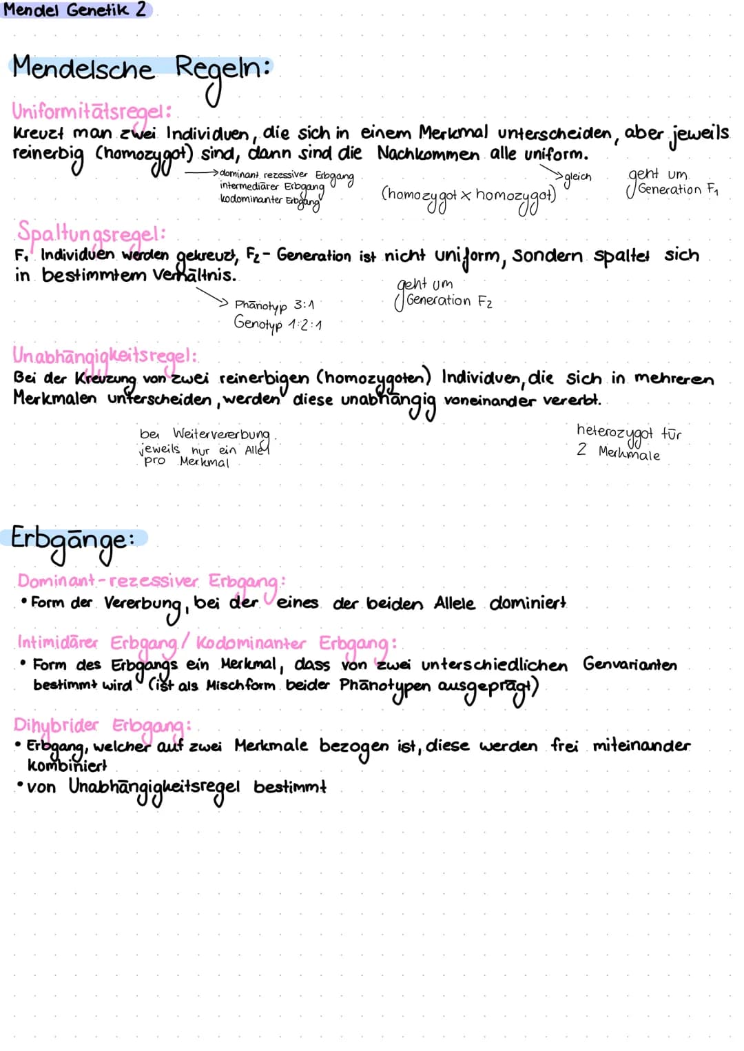 Mendel Genetik,
Grundbegriffe:
Phānotyp: •außeres Erscheinungsbild (der Nachkommen)
sichtbare Eigenschaffen eines Organismus
Genotyp: • gene