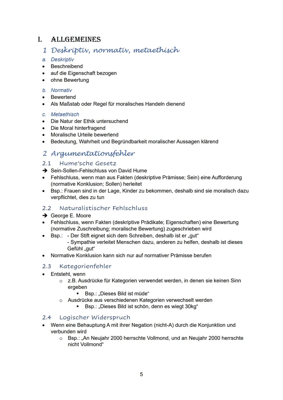 https://www.youtube.com/@SamuelJalalian
Inhalt
I.
1
2
Allgemeines..
Deskriptiv, normativ, metaethisch.
Argumentationsfehler.
5
2.1
Hume'sche