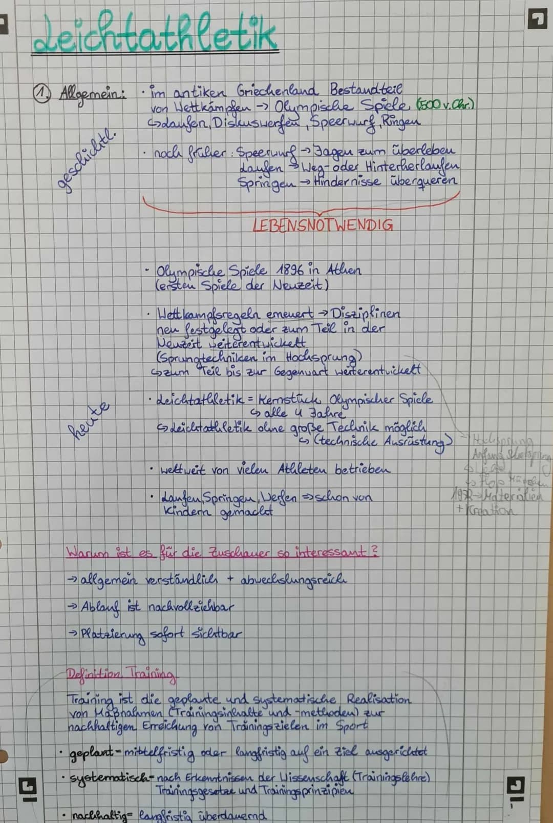 Leichtathletik
@ Allgemein: • im antiken Griechenland Bestandteil
geschichte.
heute
von Wettkampfen -> Olympische Spiele (500 v. Chr.)
Saufe