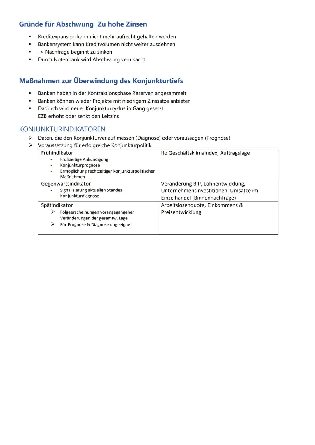 Das gesamtwirtschaftliche Gleichgewicht und mögliche
Störungen
KONJUNKTUR:
➤ Die in gewisser Regelmäßigkeit auftretenden mehrjährigen Auf- u