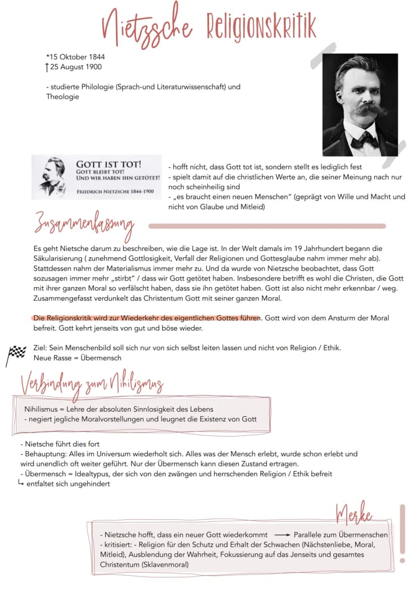 Nietzsche Der tolle Mensch, Nihilismus und 'Gott ist tot' einfach