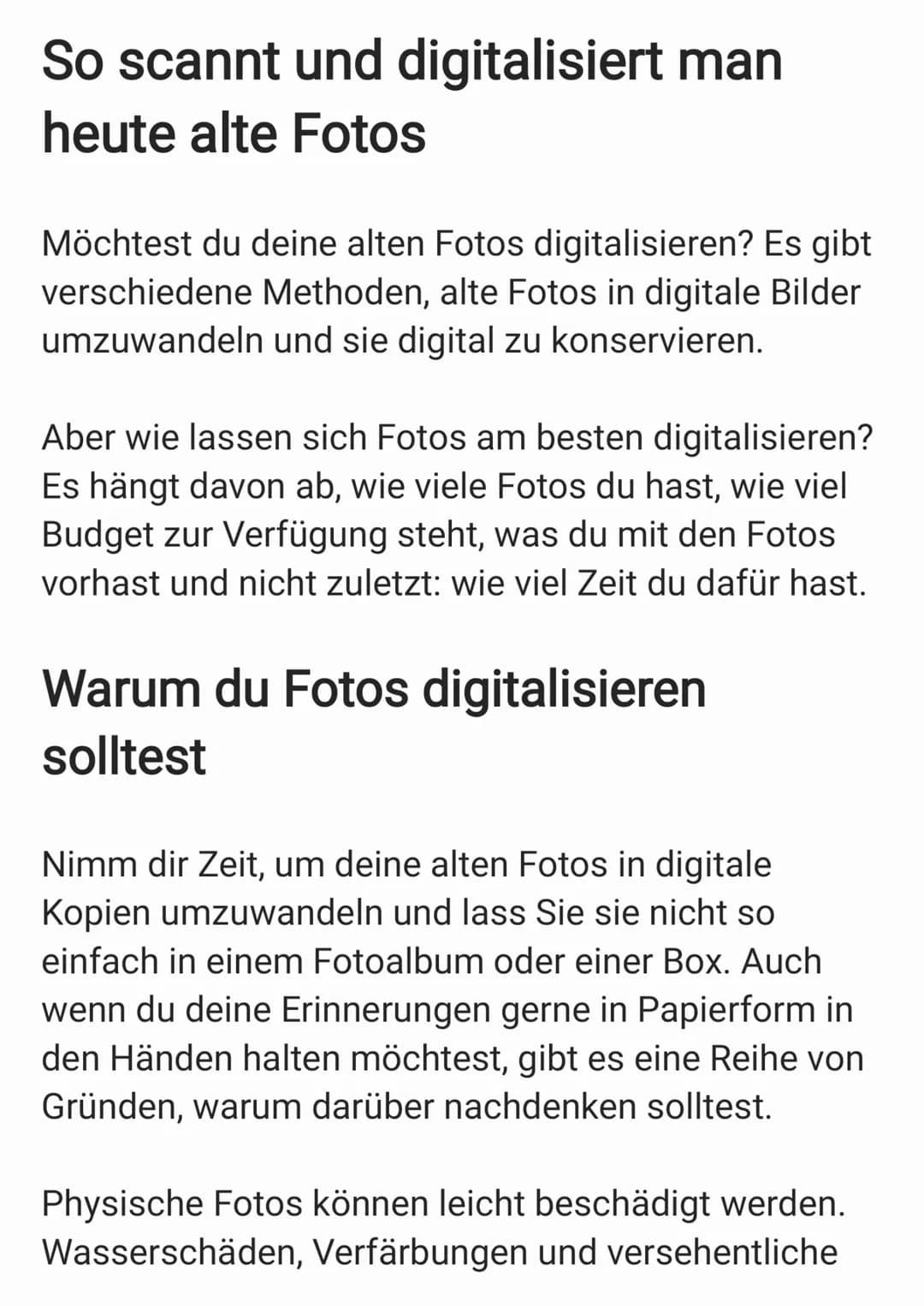 So scannt und digitalisiert man
heute alte Fotos
Möchtest du deine alten Fotos digitalisieren? Es gibt
verschiedene Methoden, alte Fotos in 