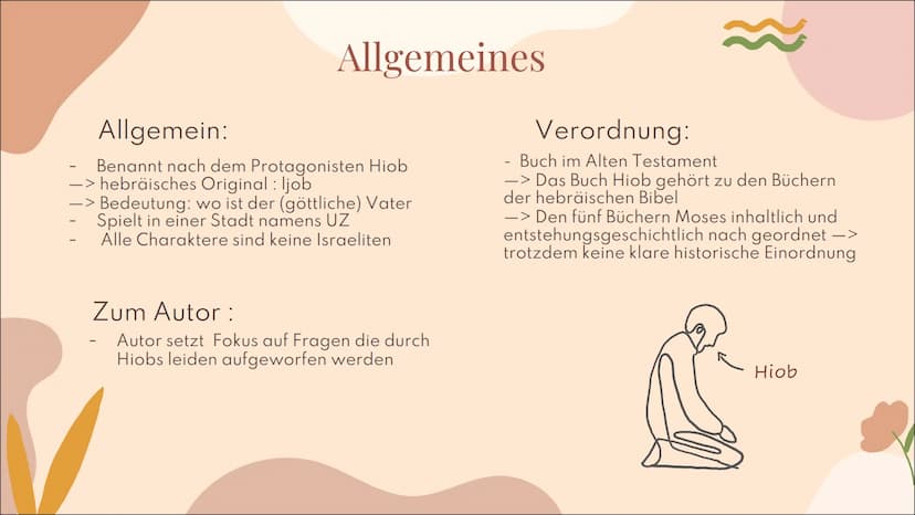 6060
Das Buch
Hiob
098909
000000 Allgemeines zum Buch
Entstehung
01 Hintergründe
Verordnung
Gliederung
Aufbau & Handlung
02 Prolog
Hauptteil