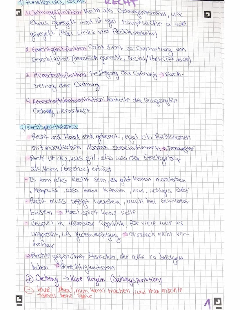 We No 1) Funktion des kechis
RECHT
1. Ordnungsfunktion Recht als Ormingselement, wie
etwas geregelt wird ist egal, hauptsache es wird
gerege