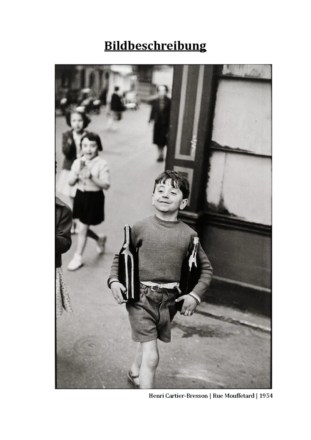 Welche Themen und Kamera benutzte Henri Cartier Bresson? Bildbeschreibung 'Rue Mouffetard'
