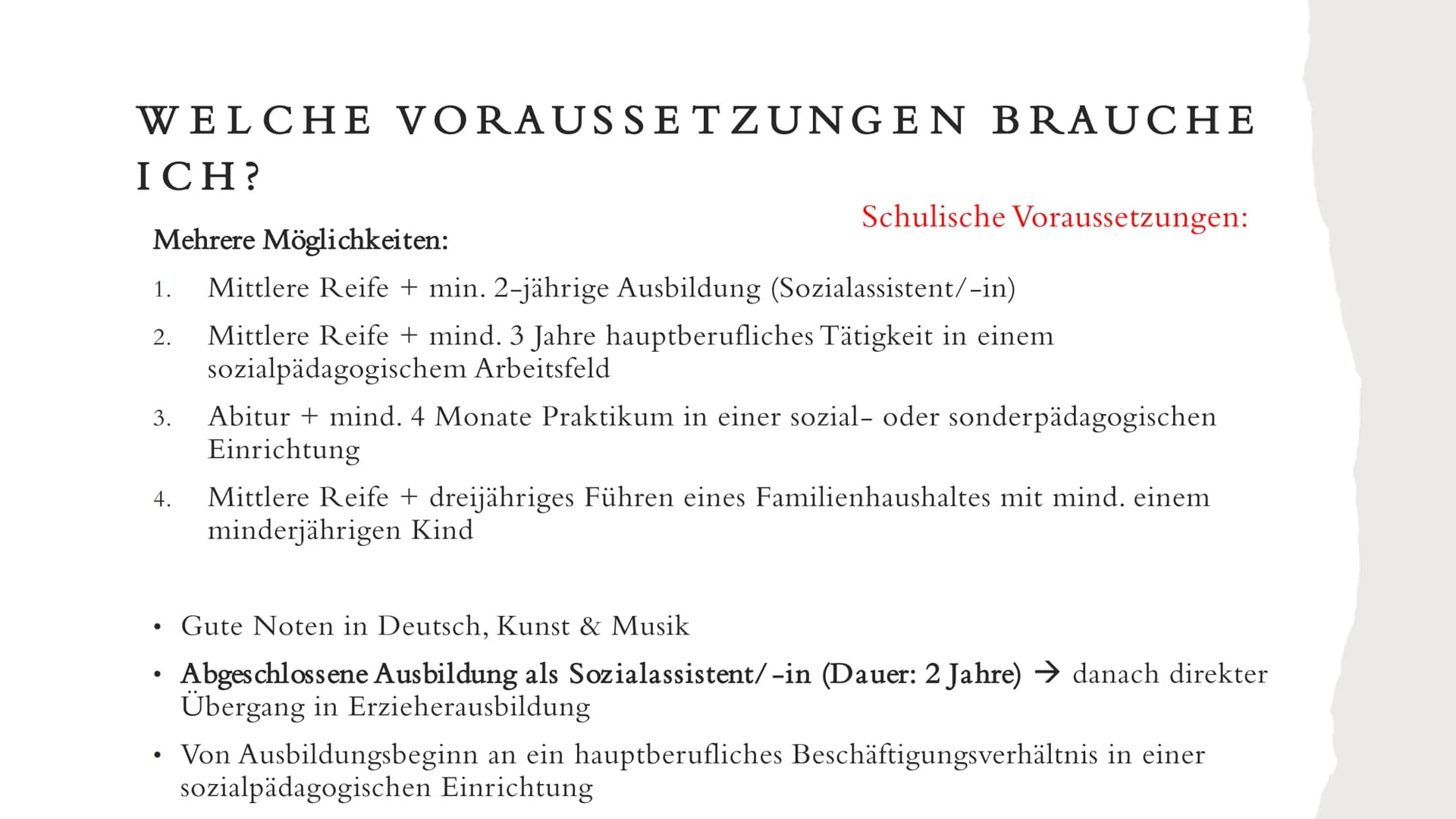 EY
Der Beruf von
ERZIEHERN/ERZIEHERINNEN THEMEN UNSERER PRÄSENTATION
Voraussetzungen für den Beruf
• Die Ausbildung (Dauer, Lerninhalte, Auf