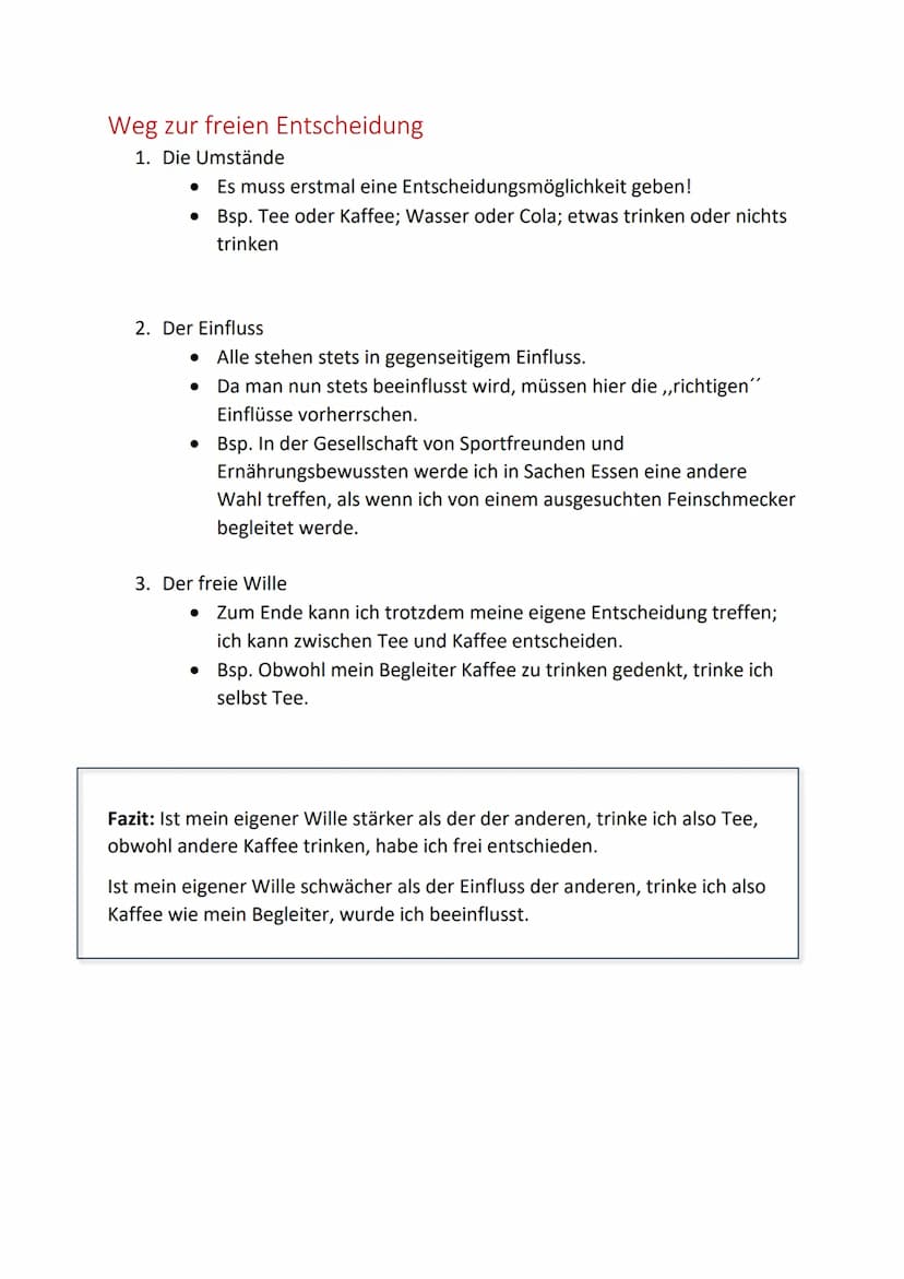 Definition
●
●
Handlungsfreiheit
Person kann nach eigenem Wollen & Überzeugung handeln
Kein Zwang durch bestimmte (äußere) Faktoren
Bsp. Tür