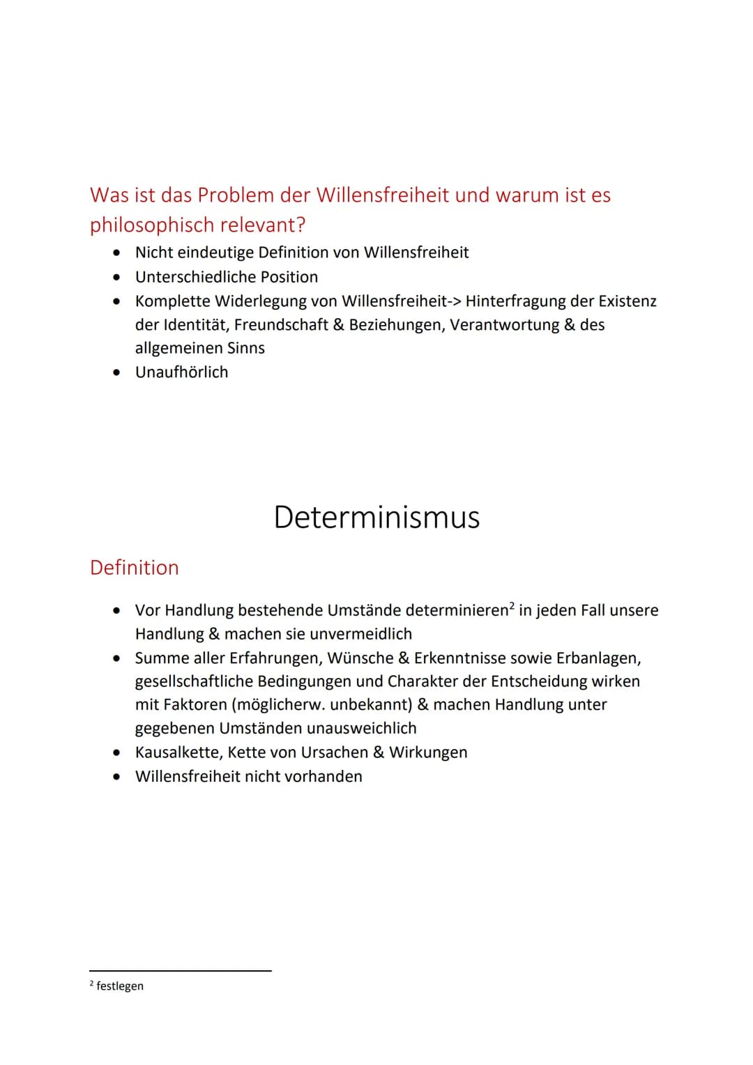 Definition
●
●
Handlungsfreiheit
Person kann nach eigenem Wollen & Überzeugung handeln
Kein Zwang durch bestimmte (äußere) Faktoren
Bsp. Tür
