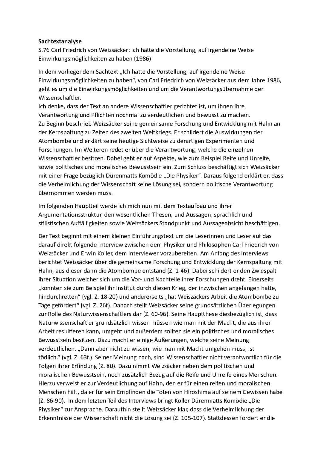 Analyse der Weizsäcker-Rede von 1985