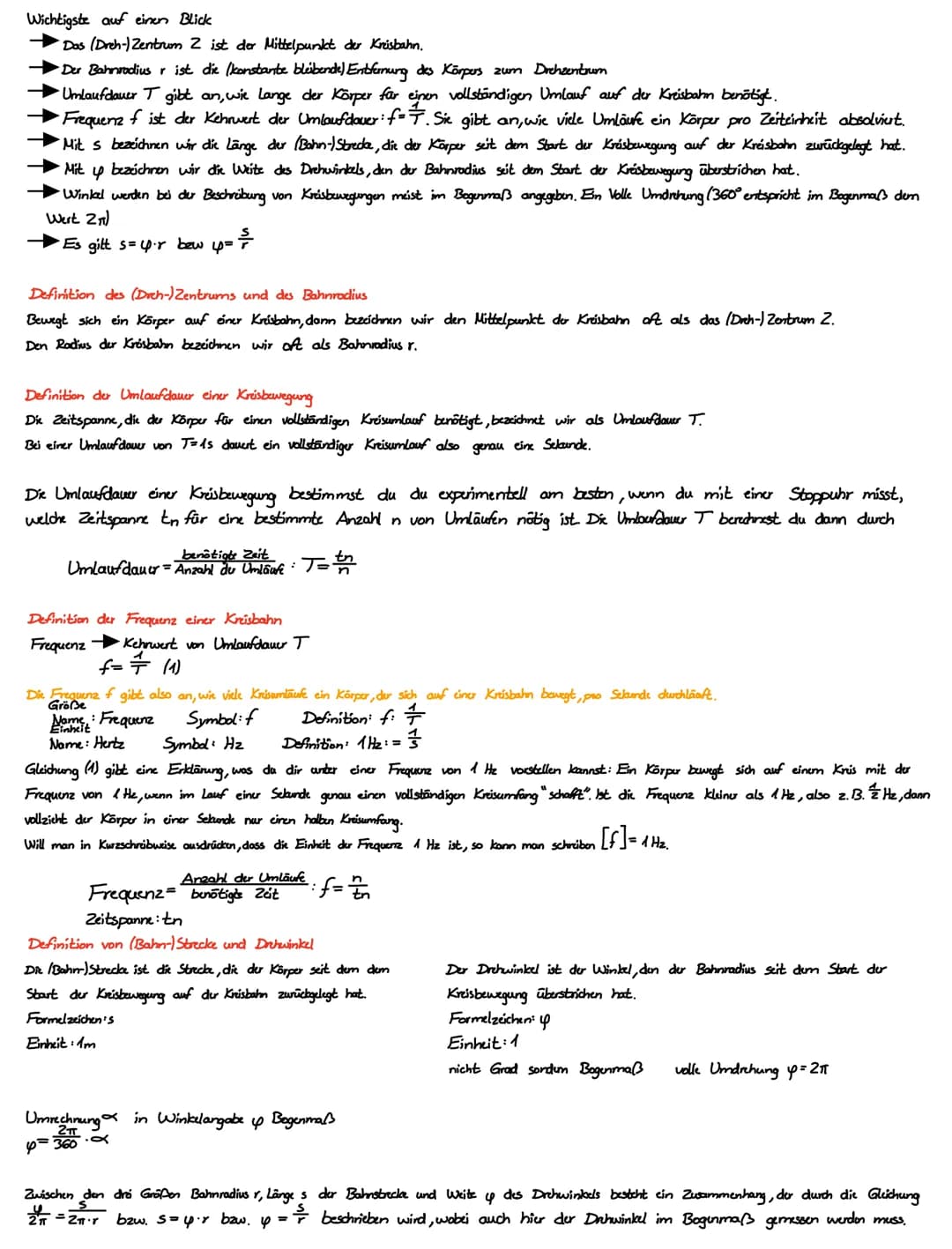 !!
Kreisbewegung
Bewegung: entlang eines Kreises, Radius + Geschwindigkeit konstant
Körper folgt Kreisbahn'
Beschleunigung zur Mitte
ansonst