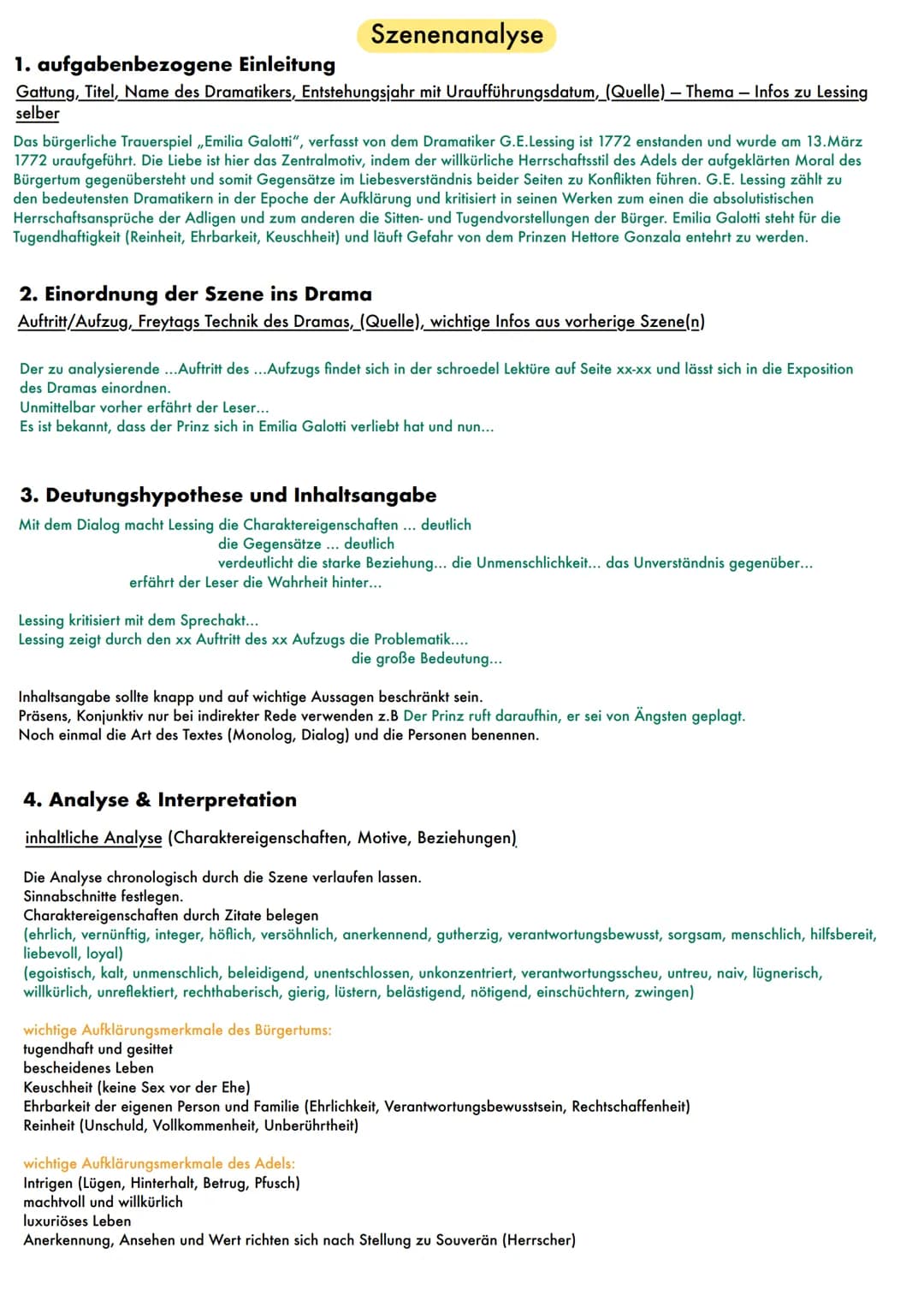 Szenenanalyse
1. aufgabenbezogene Einleitung
Gattung, Titel, Name des Dramatikers, Entstehungsjahr mit Uraufführungsdatum,_(Quelle) — Thema 