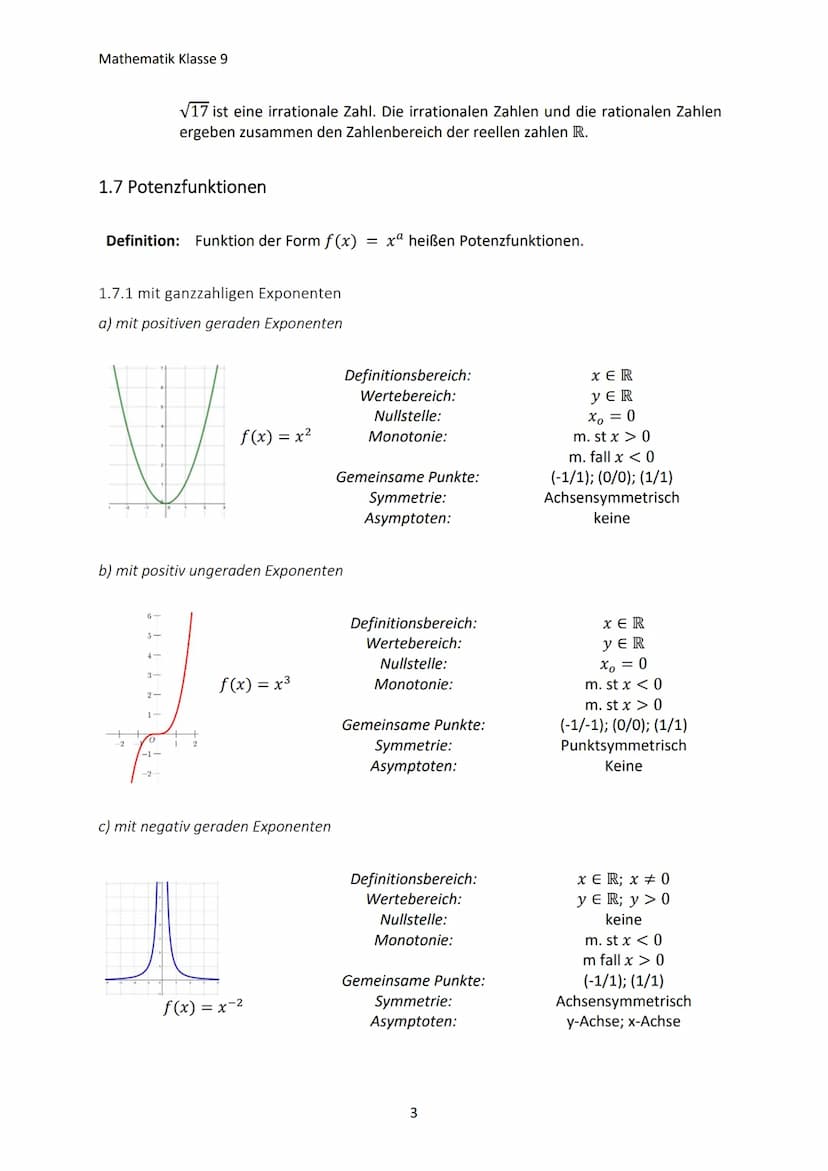 Mathematik Klasse 9
1. POTENZIEREN, RADIZIEREN UND POTENZGESETZTE
1.1 Wiederholung der Grundlagen
Wichtig!
Beispiel:
Wichtig!
Beispiel:
Beac