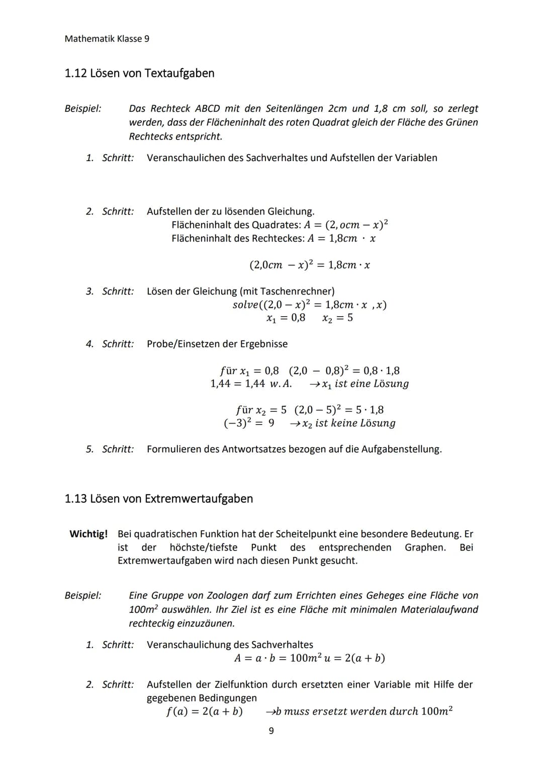 Mathematik Klasse 9
1. POTENZIEREN, RADIZIEREN UND POTENZGESETZTE
1.1 Wiederholung der Grundlagen
Wichtig!
Beispiel:
Wichtig!
Beispiel:
Beac