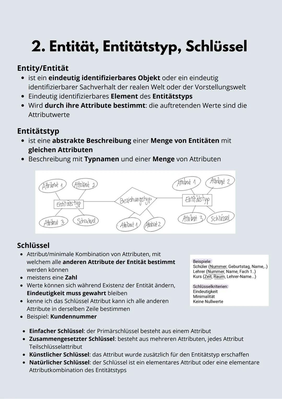 Datenbanksysteme
ERM Modelle
Inhalt
1. Aufbau und Definition Datenbanksystem
2. Definition Entität, Entitätstyp, Schlüssel
3. ER-Modelle ers