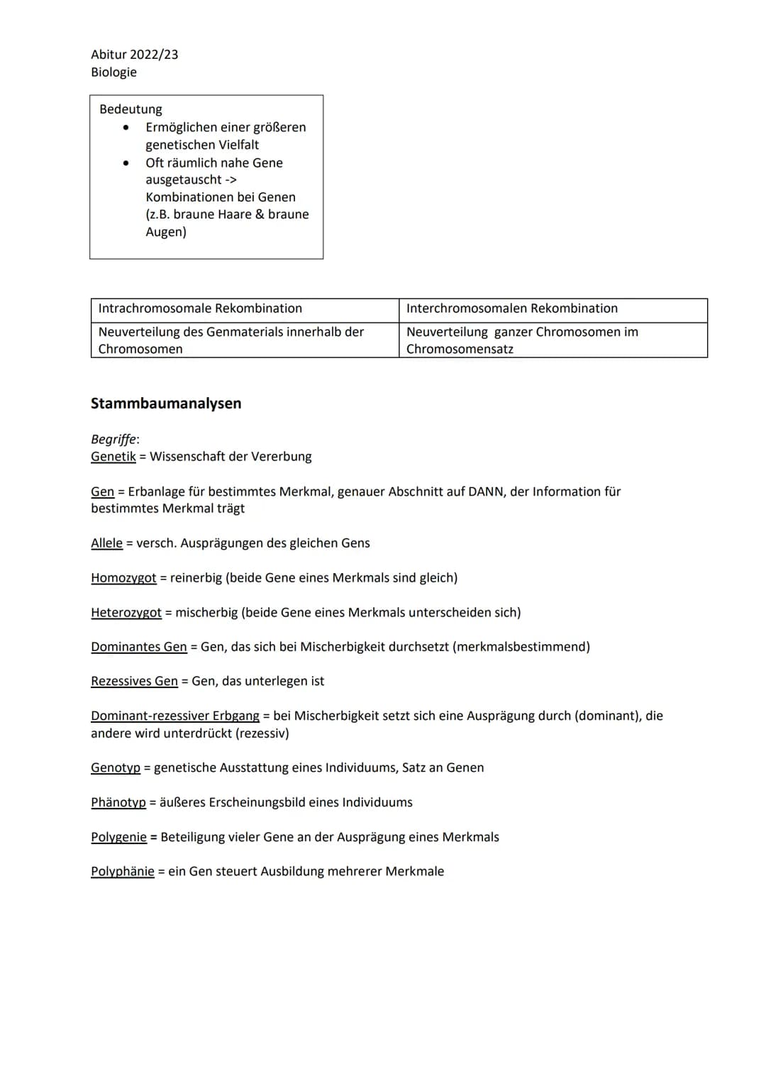 Abitur 2022/23
Biologie
LPE 3 Genetik
Humangenetik
1. Sexuelle Fortpflanzung
1.1. Keimzellenbildung und Befruchtung
2. Stammbaumanalysen
2.1