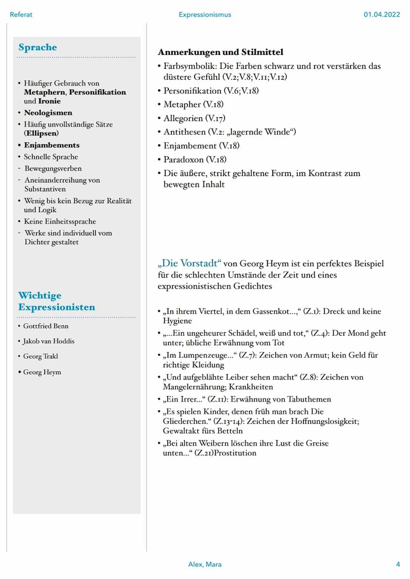 Referat
Frühexpressionissmus
1905-1914
Autoren stammen häufig
aus der bürgerlich-
gebildeten Schicht
Lehnten den
.
●
.
Konservativen,
eineng