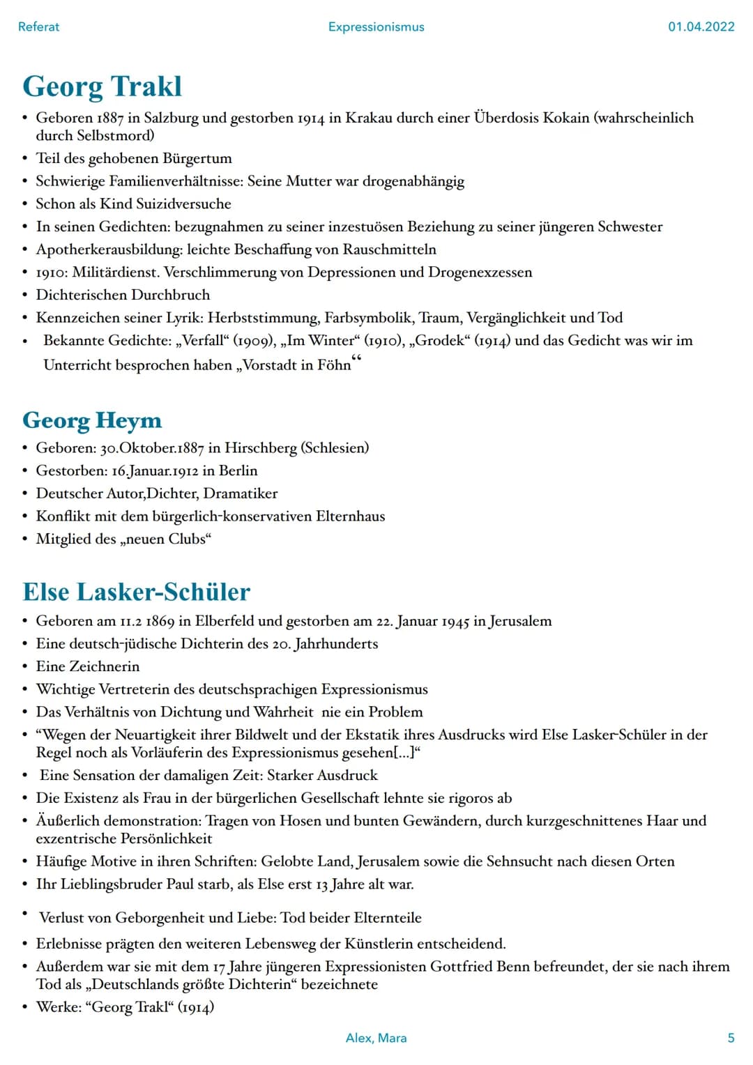 Referat
Frühexpressionissmus
1905-1914
Autoren stammen häufig
aus der bürgerlich-
gebildeten Schicht
Lehnten den
.
●
.
Konservativen,
eineng